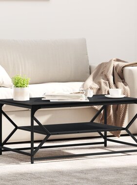 VidaXL Salontafel met Plank Zwart Eiken 90x50x40 cm Geengineerd Hout