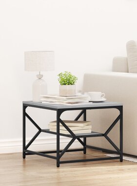 VidaXL Salontafel met Plank - Grijs sonoma - 51x50x40 cm - Gemaakt van Bewerkt Hout