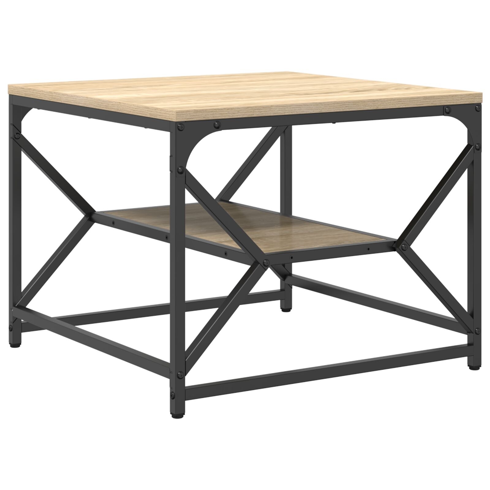 VidaXL Salontafel met Plank in Sonoma Eiken – 51x50x40 cm – Gemaakt van Bewerkt Hout