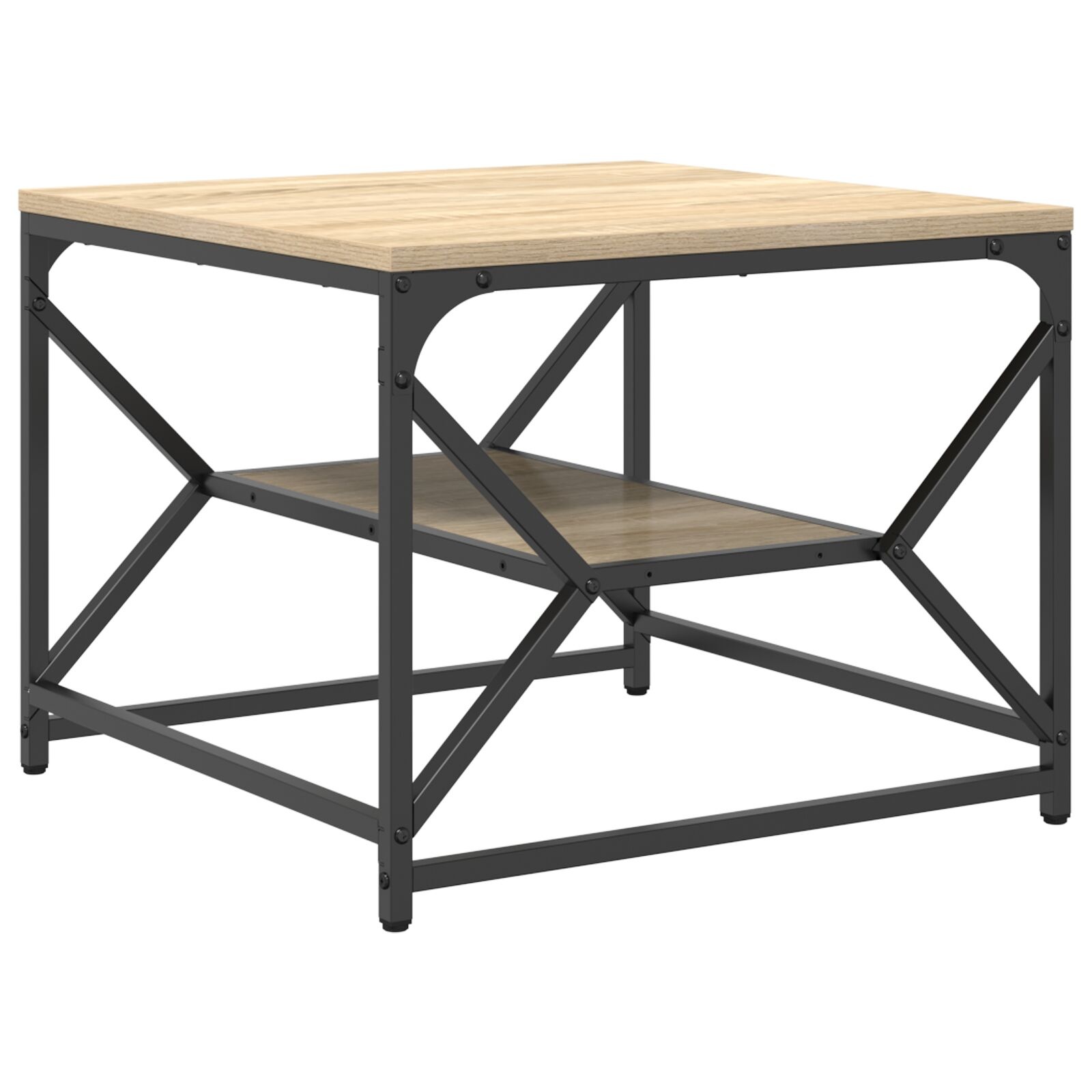 VidaXL Salontafel met Plank in Sonoma Eiken – 51x50x40 cm – Gemaakt van Bewerkt Hout