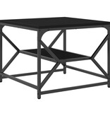 VidaXL Zwarte Eiken Salontafel met Plank, 51x50x40 cm, Gemaakt van Bewerkt Hout