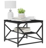 VidaXL Zwarte Eiken Salontafel met Plank, 51x50x40 cm, Gemaakt van Bewerkt Hout