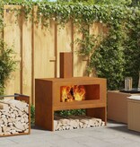 VidaXL Vuurkorf met Schoorsteen 80x50x96 cm Verweerd Staal