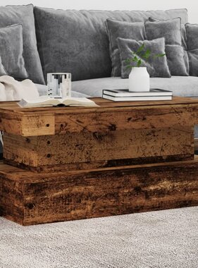 VidaXL Salontafel met LED-verlichting 90x50x40 cm oud houtkleurig