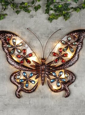 VidaXL Tuinwandlamp solar LED vlinder