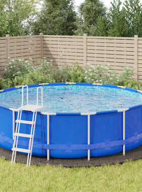 VidaXL Zwembadgrondzeil Ø550 cm polyester geotextiel lichtgrijs