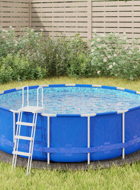 VidaXL Zwembadgrondzeil Ø306 cm polyester geotextiel lichtgrijs