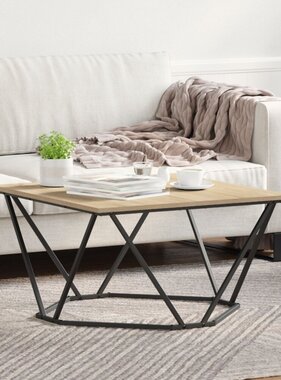 VidaXL Salontafel Sonoma eiken Spaanplaat en metaal Middel Vierkant