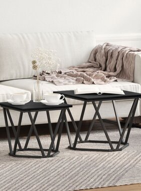 VidaXL Salontafel Zwart eiken Stalen frame, Houten blad Klein Duurzaam