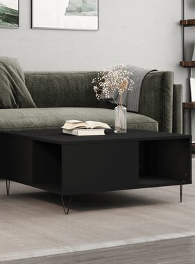 VidaXL Salontafel 80x80x36,5 cm bewerkt hout zwart