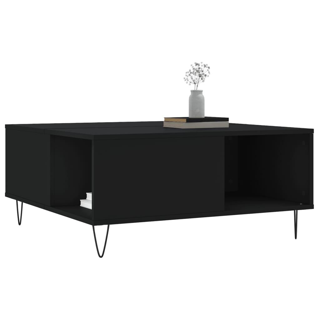 VidaXL Salontafel 80x80x36,5 cm bewerkt hout zwart