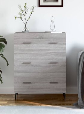 VidaXL Dressoir 69,5x34x90 cm bewerkt hout grijs sonoma eikenkleurig