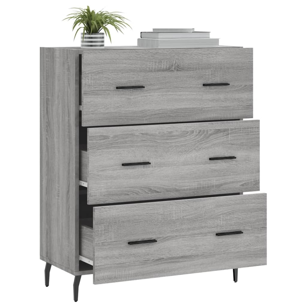 VidaXL Dressoir 69,5x34x90 cm bewerkt hout grijs sonoma eikenkleurig
