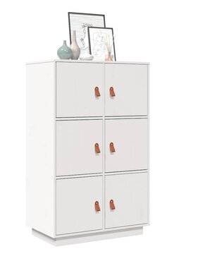 VidaXL Hoge kast 67x40x108,5 cm massief grenenhout wit