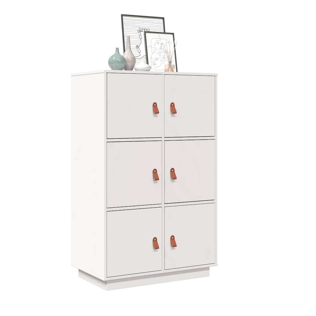 VidaXL Hoge kast 67x40x108,5 cm massief grenenhout wit