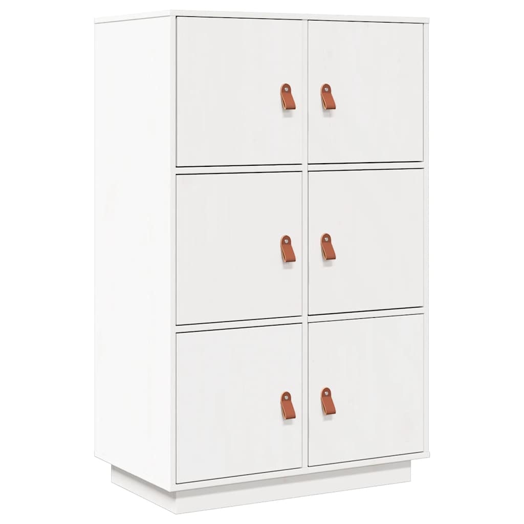 VidaXL Hoge kast 67x40x108,5 cm massief grenenhout wit