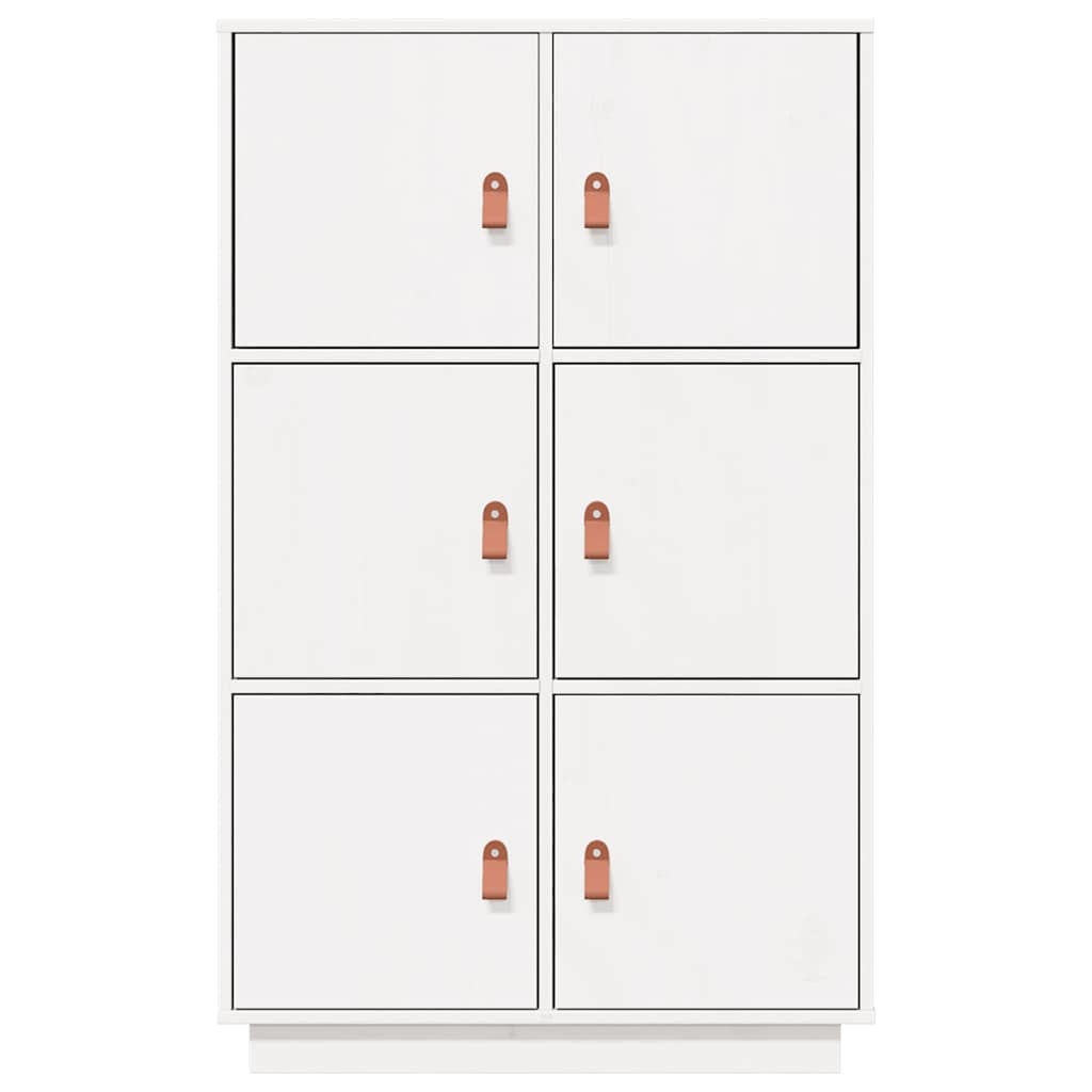 VidaXL Hoge kast 67x40x108,5 cm massief grenenhout wit