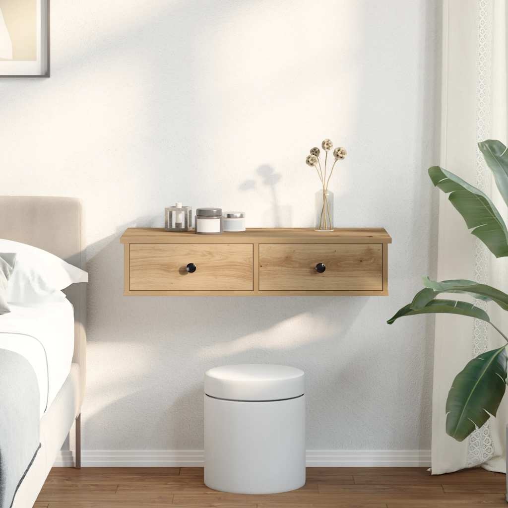 VidaXL Wandschap met lades 80x31x17 cm bewerkt hout artisanaal eiken