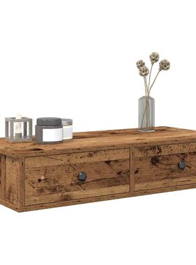 VidaXL Wandschap met lades 80x31x17 cm bewerkt hout oud houtkleurig