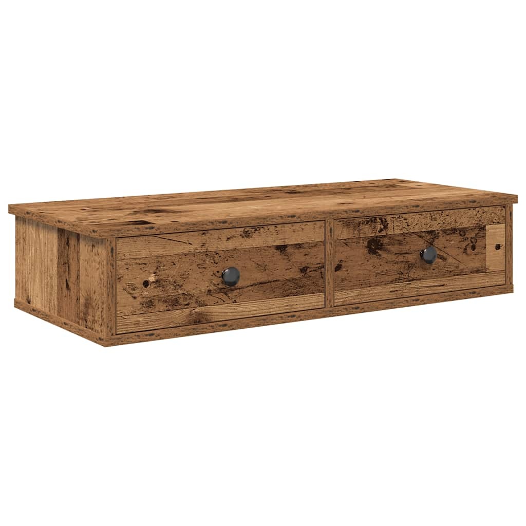 VidaXL Wandschap met lades 80x31x17 cm bewerkt hout oud houtkleurig
