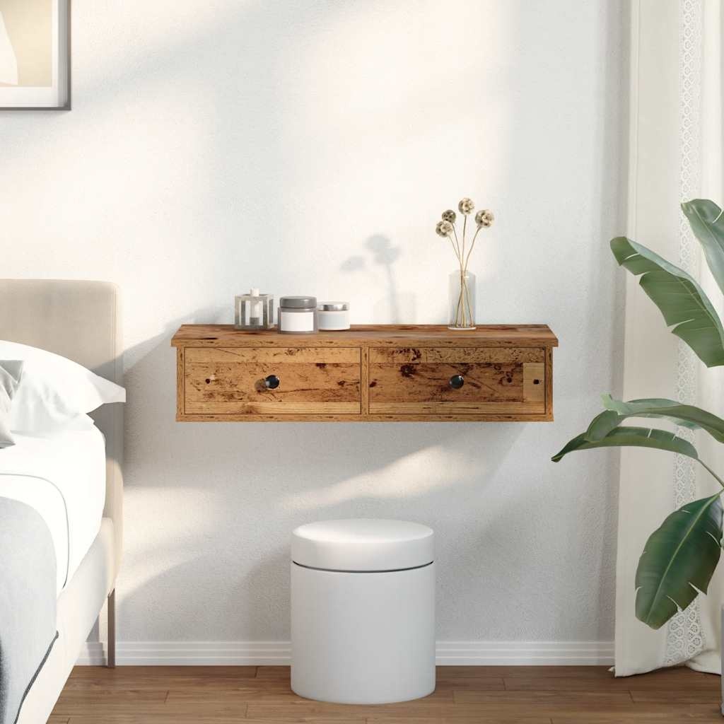 VidaXL Wandschap met lades 80x31x17 cm bewerkt hout oud houtkleurig