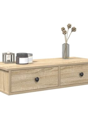 VidaXL Wandschap met lades 80x31x17 cm bewerkt hout sonoma eikenkleur