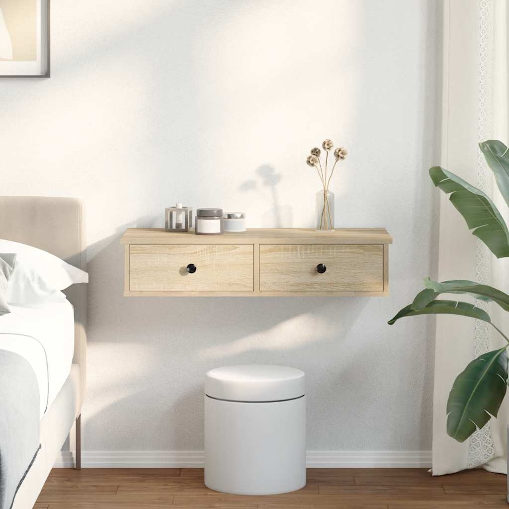 VidaXL Wandschap met lades 80x31x17 cm bewerkt hout sonoma eikenkleur