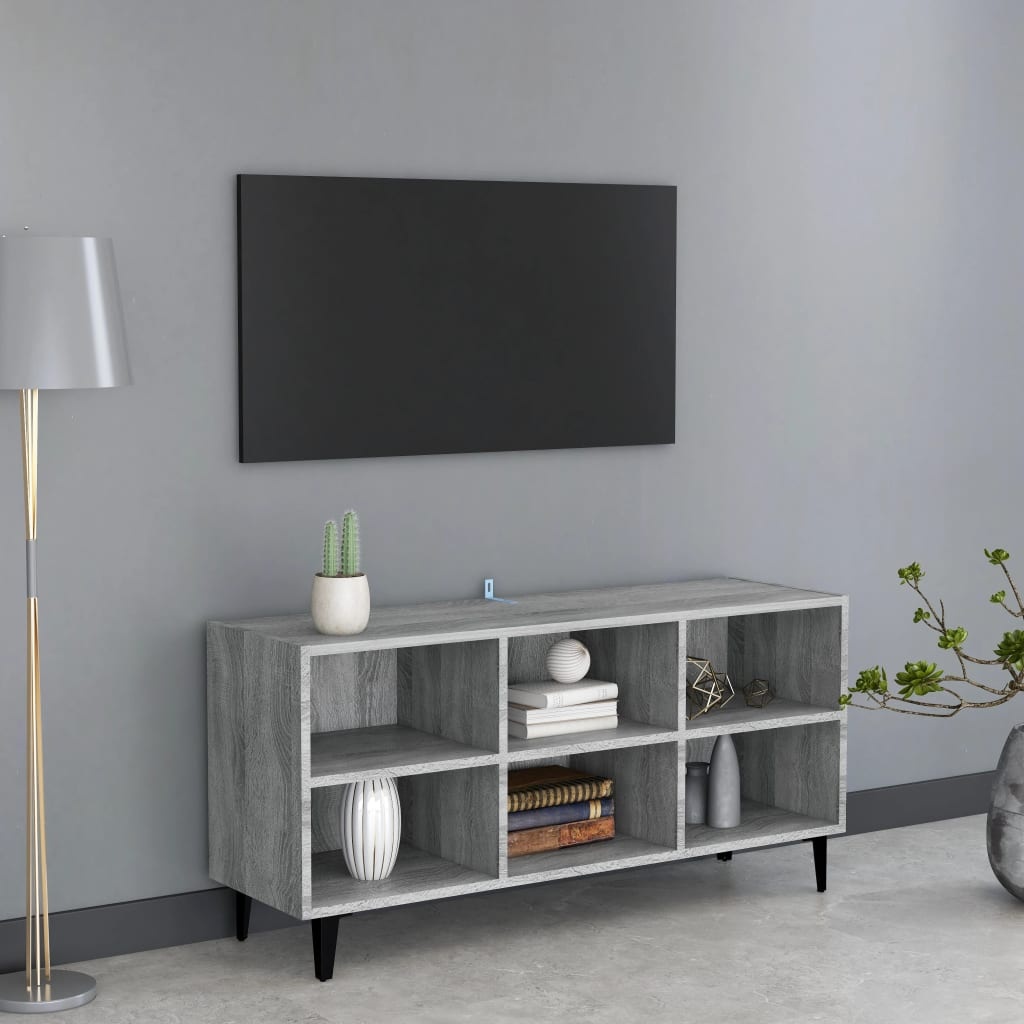 VidaXL Tv-meubel met metalen poten 103,5x30x50 cm grijs sonoma eiken