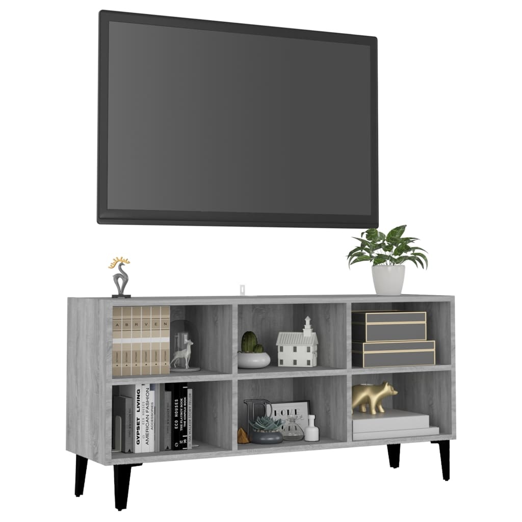 VidaXL Tv-meubel met metalen poten 103,5x30x50 cm grijs sonoma eiken