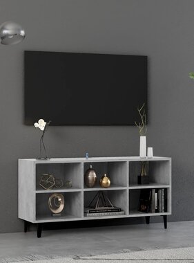 VidaXL Tv-meubel met metalen poten 103,5x30x50 cm betongrijs