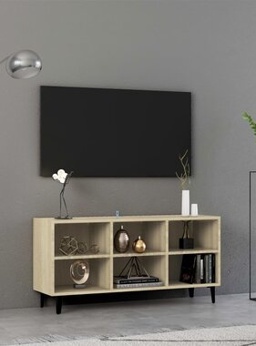 VidaXL Tv-meubel met metalen poten 103,5x30x50 cm sonoma eikenkleurig