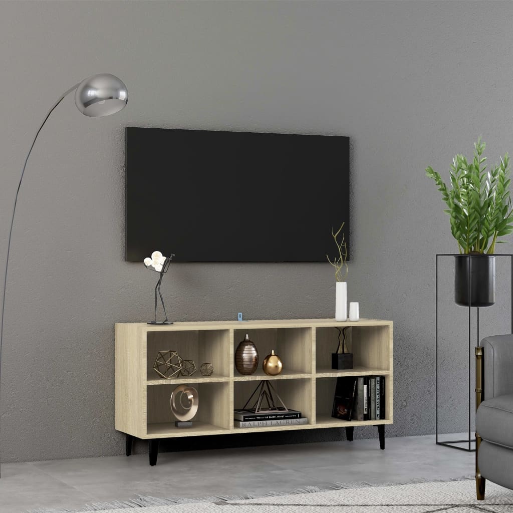 VidaXL Tv-meubel met metalen poten 103,5x30x50 cm sonoma eikenkleurig