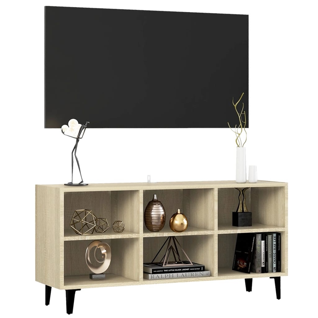 VidaXL Tv-meubel met metalen poten 103,5x30x50 cm sonoma eikenkleurig