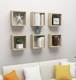 VidaXL Wandschappen kubus 6 st 30x15x30 cm sonoma eikenkleurig