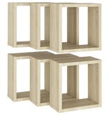 VidaXL Wandschappen kubus 6 st 30x15x30 cm sonoma eikenkleurig