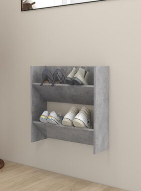 VidaXL Wandschoenenkast 60x18x60 cm spaanplaat betongrijs