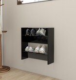 VidaXL Wandschoenenkast 60x18x60 cm bewerkt hout zwart