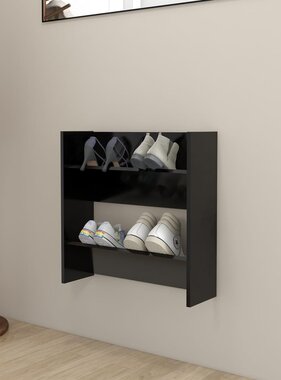 VidaXL Wandschoenenkast 60x18x60 cm bewerkt hout zwart