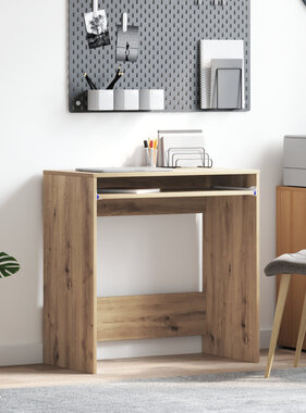 VidaXL Computerbureau Artisan Eiken Bewerkt Hout Standaard Eenvoudig