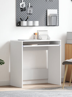 VidaXL Computerbureau Wit Geïndustrialiseerd hout Compact Organizers
