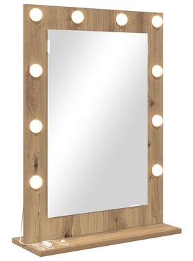 VidaXL Make-up Spiegel Ambachtelijk eiken Hout 70 x 50 x 18 cm