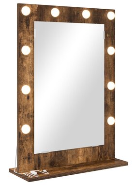 VidaXL Kaptafel Spiegel Gerookt eiken Hout, Glas 70 x 50 x 18 cm Spiegel