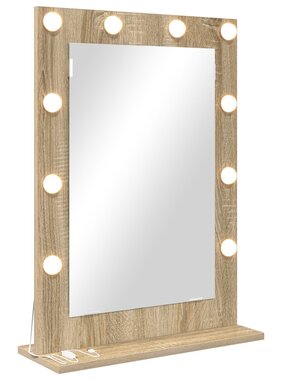 VidaXL Make-up Spiegel Sonoma eiken MDF, Glas 70 x 50 x 18 cm Spiegel