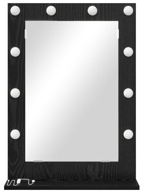 VidaXL Vanity Spiegel met LED Verlichting Zwart Eiken 70x50x18 cm