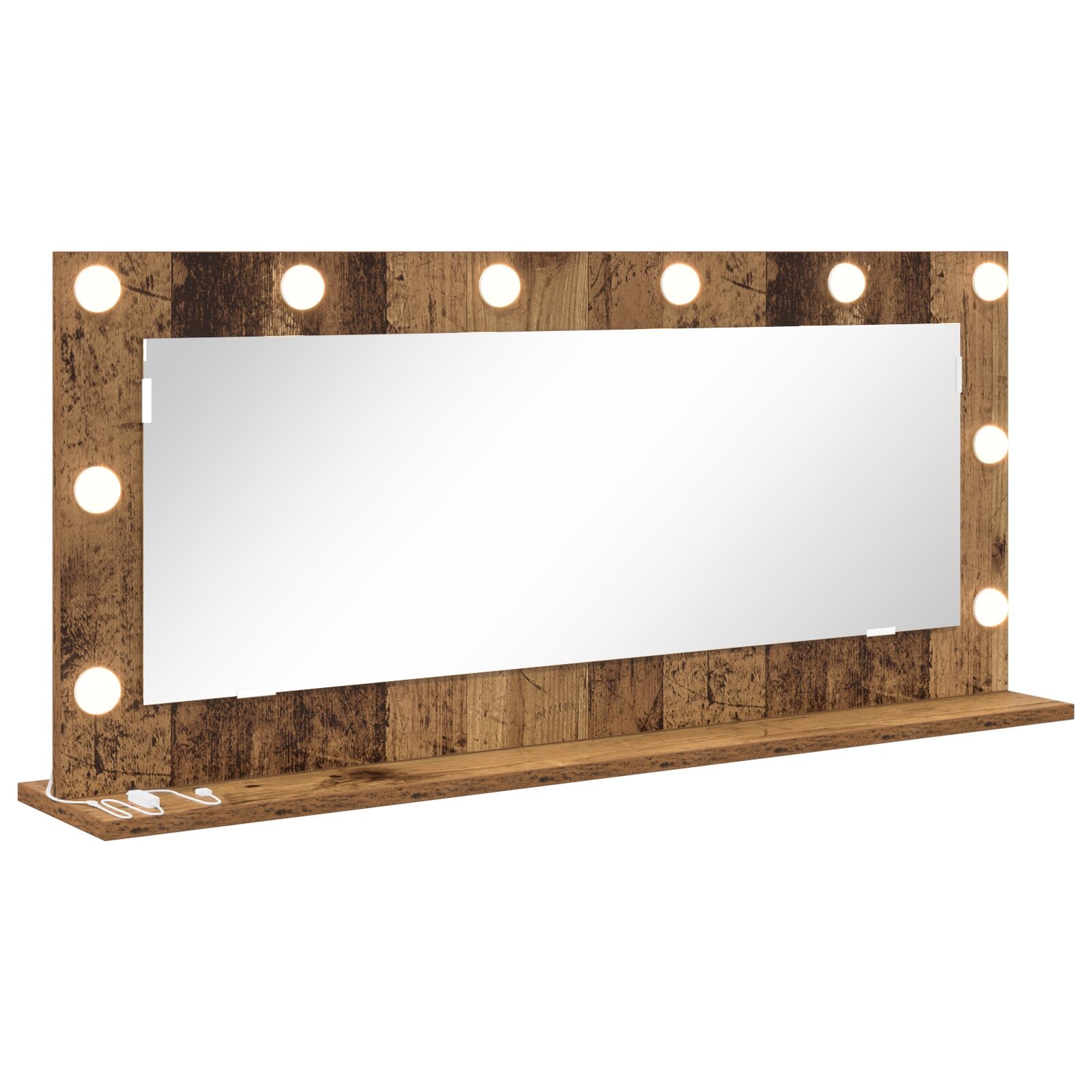 VidaXL Vanity Mirror met LED Verlichting Oud Hout 100x45x18 cm