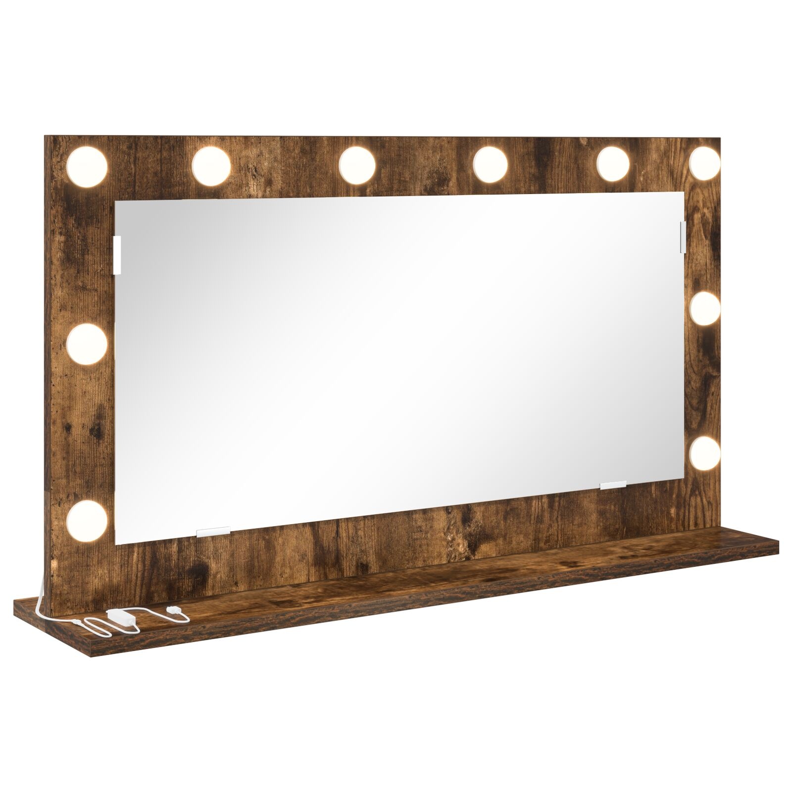 VidaXL Make-up Spiegel Rookeiken, zilver Hout, glas 80 x 45 cm Spiegel