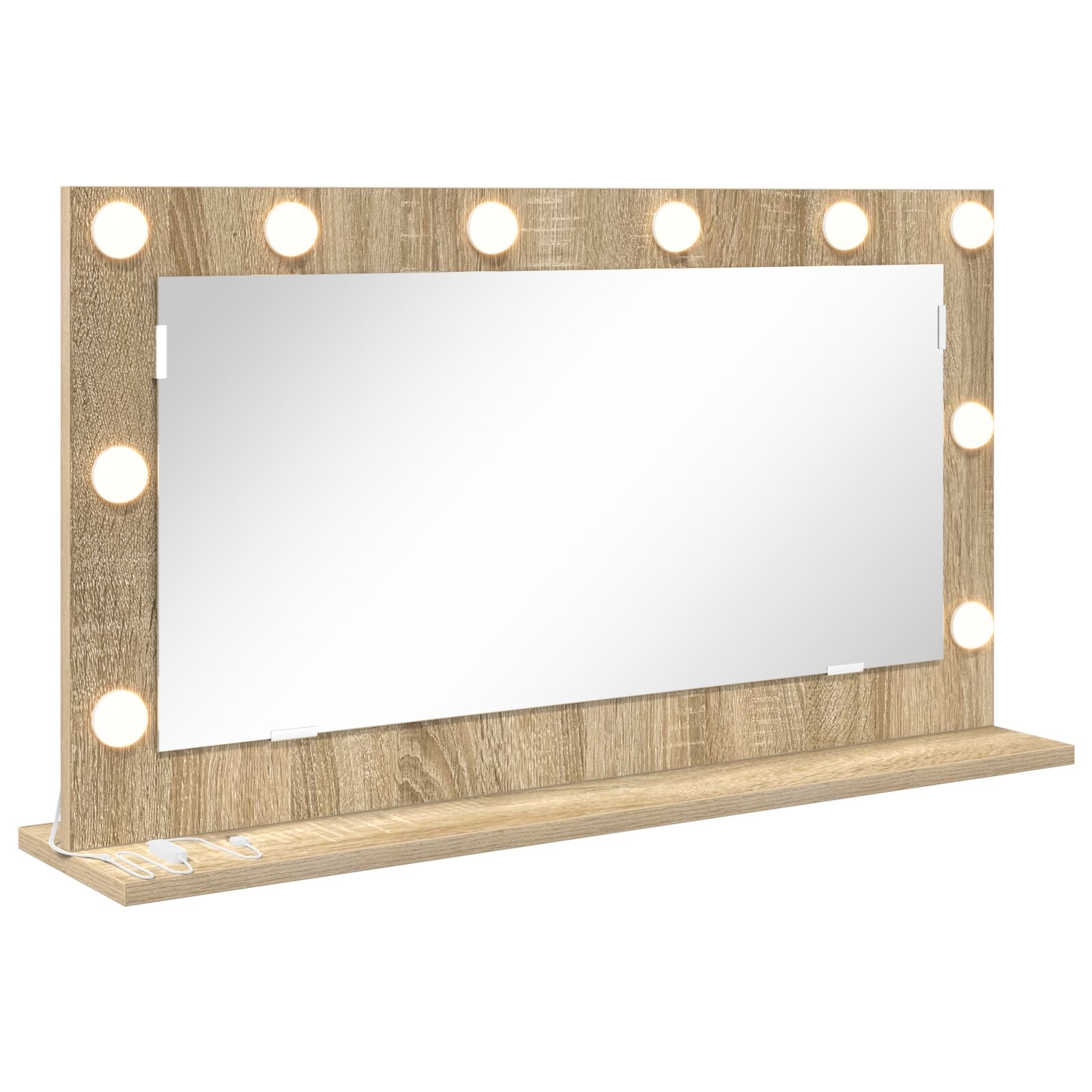 VidaXL Kaptaal Spiegel Sonoma eiken Bewerkt hout, Glas 80 x 45 x 18 cm