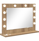 VidaXL Make-up Spiegel Eiken Bewerkt Hout 60 x 45 x 18 cm