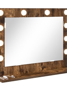 VidaXL Makeup Spiegel Gerookte eik Hout, Glas 60 x 45 x 18 cm Spiegel
