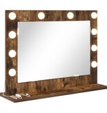 VidaXL Makeup Spiegel Gerookte eik Hout, Glas 60 x 45 x 18 cm Spiegel